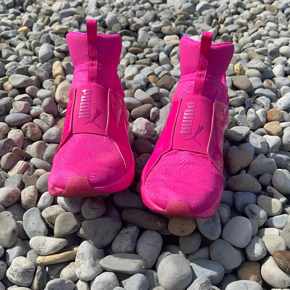 Puma Bright Pink mesh High Tops